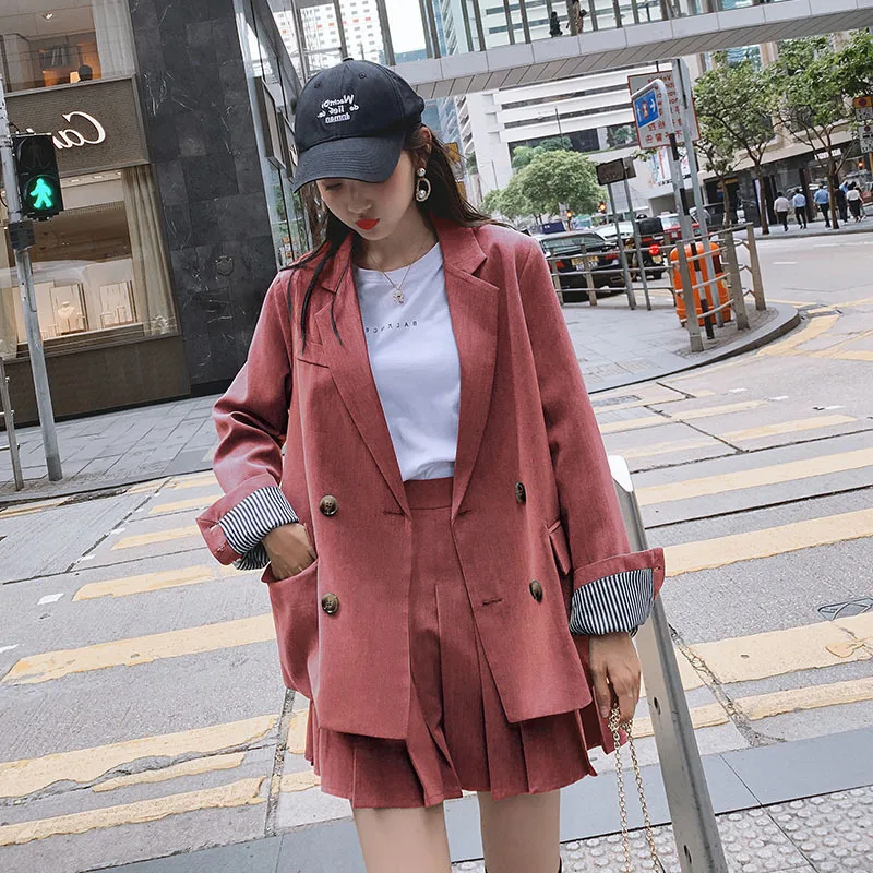 

Photo Shoot Very Fairy Two-Piece Western Style Online Celebrity Spring And Autumn Korean-style Loose-Fit BF Students by Age Suit