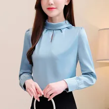 Korean Fashion Silk Women Blouses Elegant Woman Satin Shirt Plus Size Woman Long Sleeve Solid Blouse Shirts Blusas Mujer De Moda