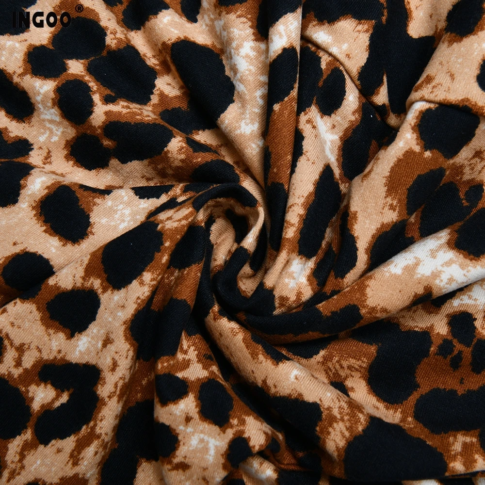 INGOO, сексуальное леопардовое Женское боди на одно плечо, модное облегающее боди с открытой промежностью и длинным рукавом, обтягивающее боди, Женский Топ