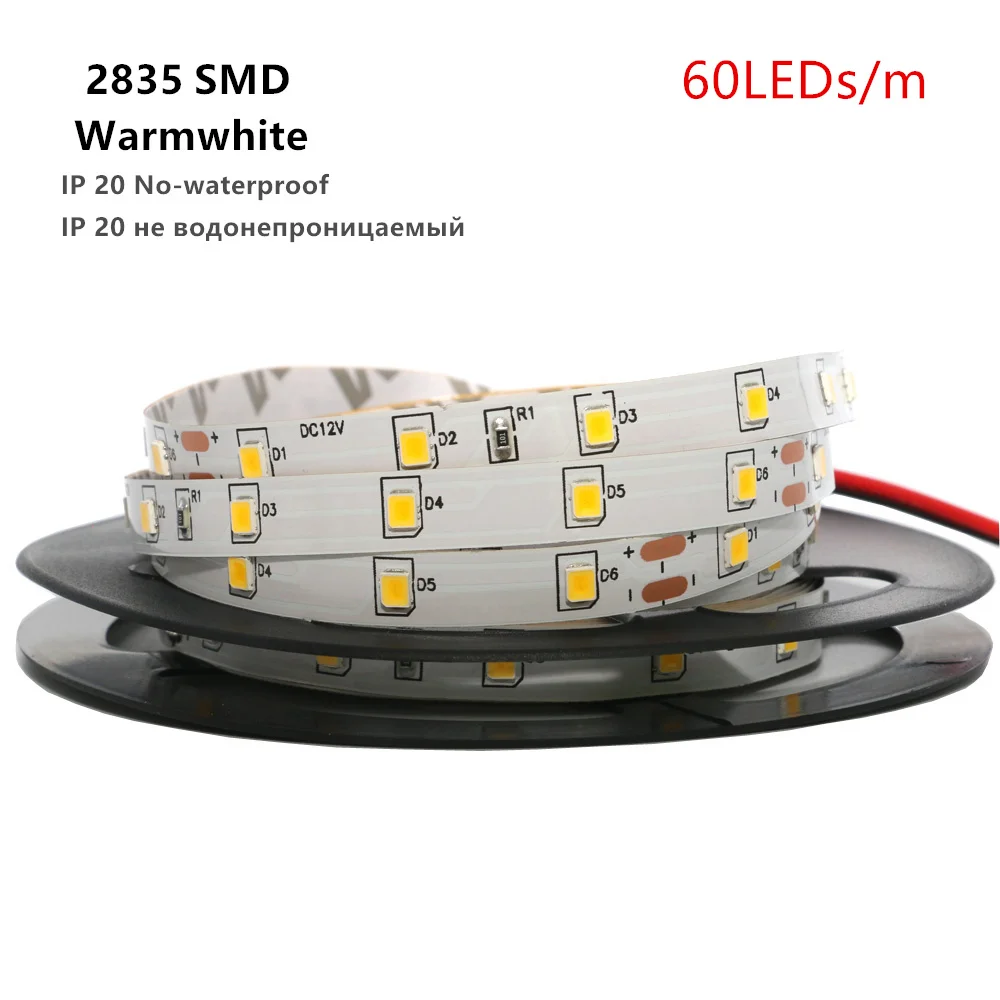 Khsosen высокая яркость 2835 SMD Светодиодные ленты 60/120/240 светодиодный s/М, 5 м DC12V гибкий светодиодный веревка лента светильник белый/теплый белый