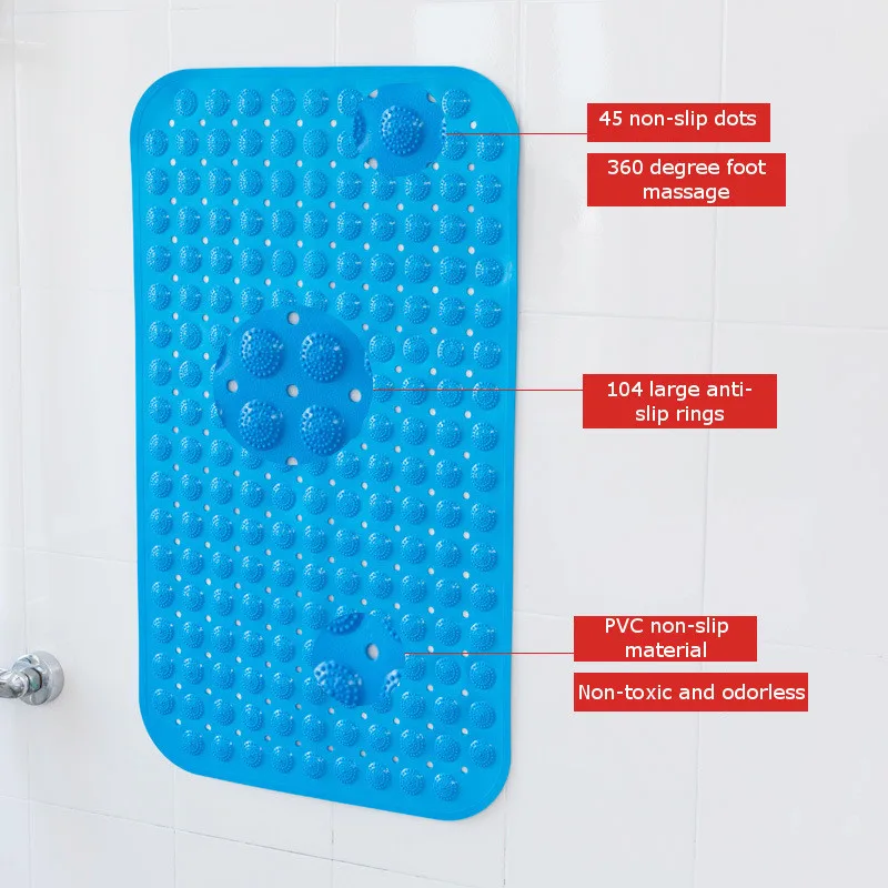  2019 Large Strong Suction Bathroom Mat Anti Slip Bath Shower Mat PVC Massage Particles Foot Pad Odo