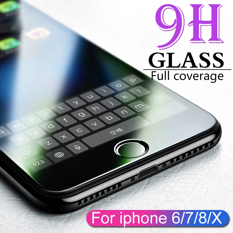 

Protective Glass For iPhone 5 6 6s 7 8 plus XR X XS Glass Full Cover For iPhone Xs Max Screen Protector Tempered For iPhone X