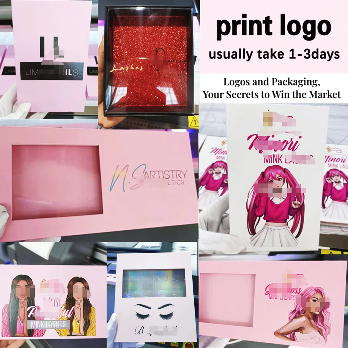 Wholesale 3 Pair Eyelashes Packaging Boxes Customize Logo Fake 3d Mink Lashes Package Empty Rectangle Fluffy Mink Lashes case 6