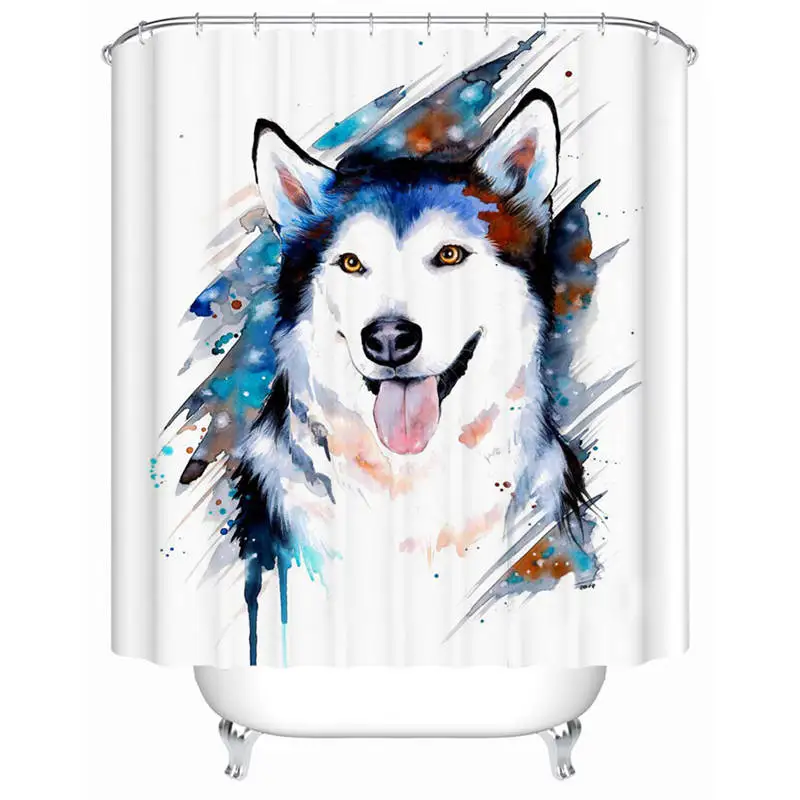 Husky Черепаха жизнь Пикси холодное искусство занавес для ванной в богемном стиле водонепроницаемый Душ занавес цветочный черепаха красочные занавес для ванной с крюком - Цвет: Husky