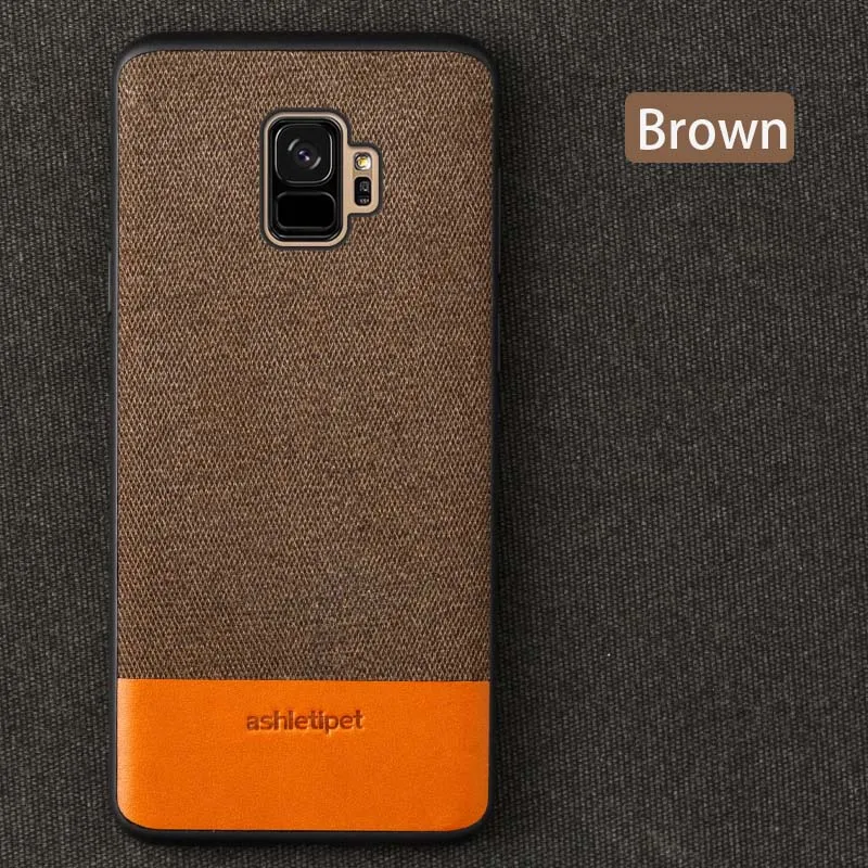 Ткань с вышивкой из воловьей кожи, чехол для телефона для samsung Galaxy S10 s9 s8 Plus s7 s10 E Крышка для a50 a70 a80 a30 a9 a8 a7 Примечание; размеры 9 и 10 - Цвет: Темно-коричневый