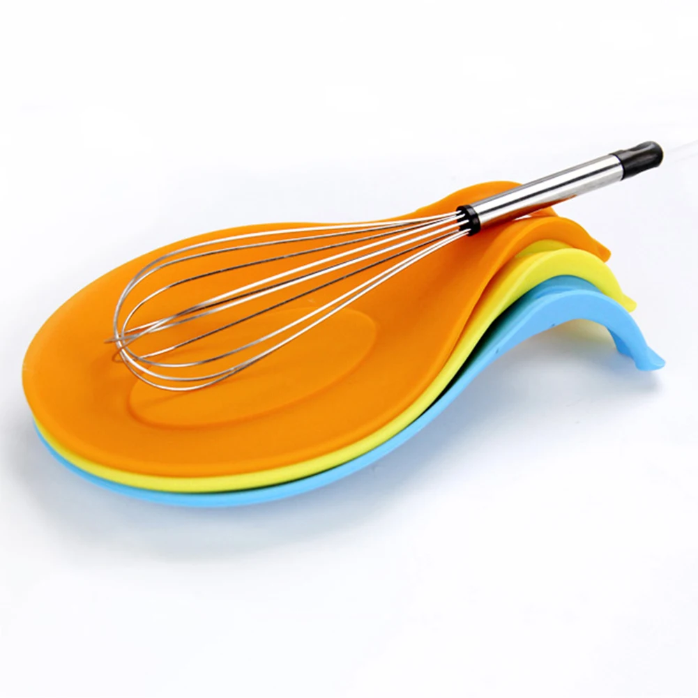 Silicone Spoon Rest Food Grade Silica Gel Spoon Put Mat Device Heat Resistant Kitchen Utensil Spatula Mixer Pad Mat Holder