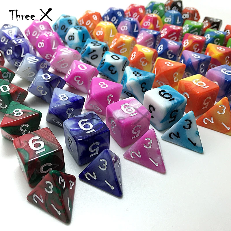 Purple with Blue Mixed-color Portable Dice Playing Game for DNDGame Double Color Effect Rpg