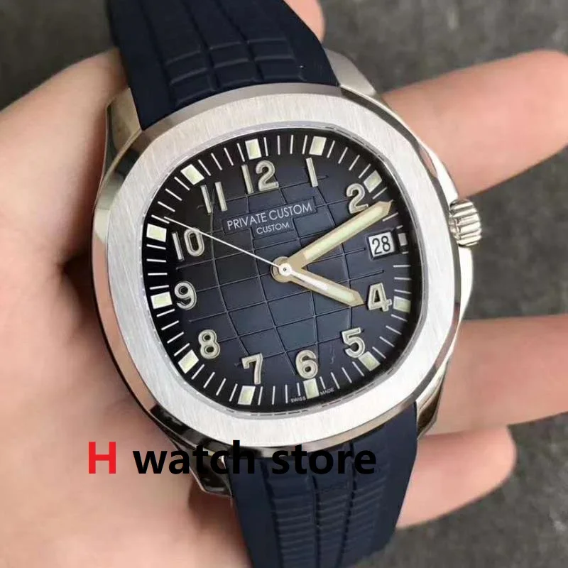 41 мм Для мужчин автоматические механические часы синий каучуковый ремешок