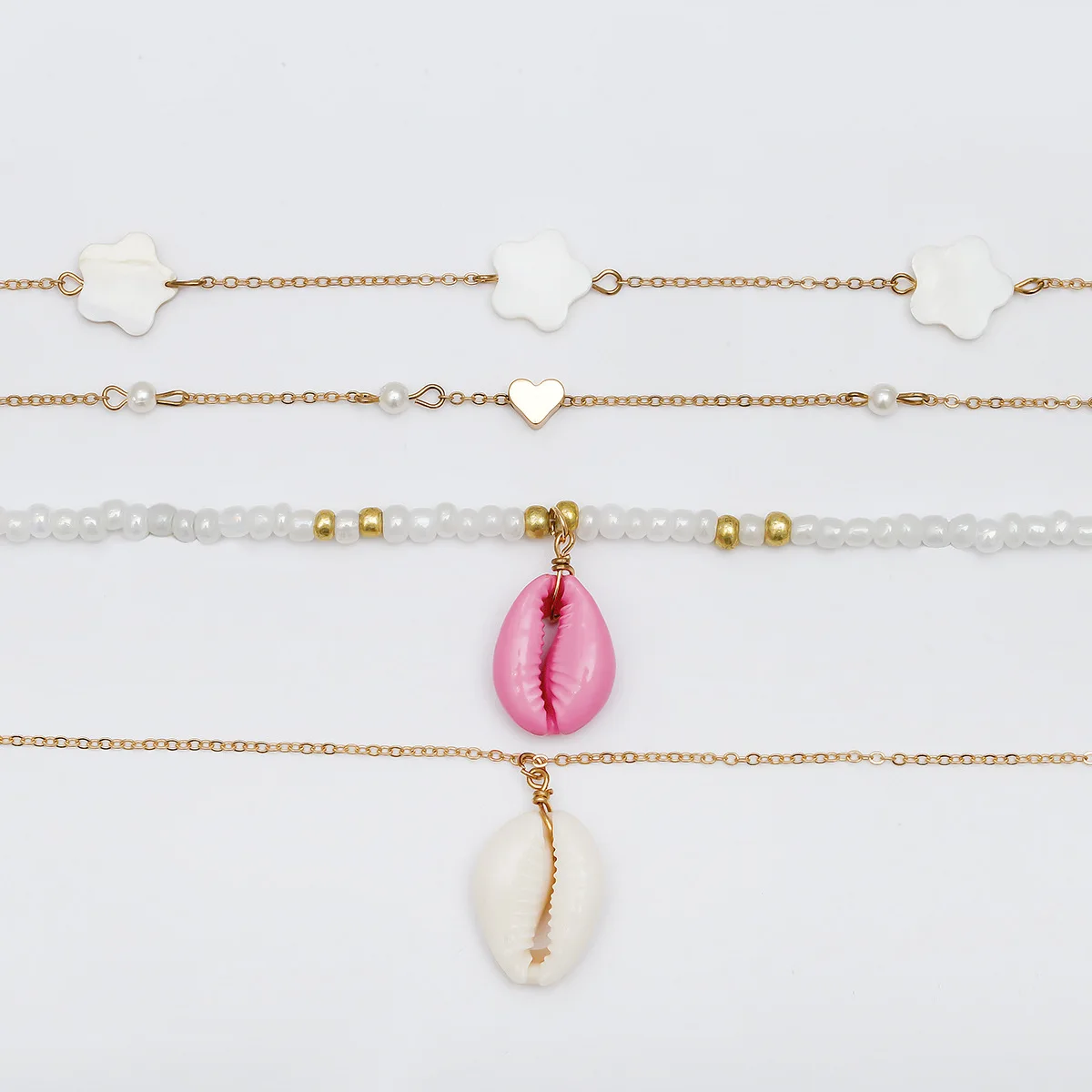 Europe And America Accessories Versatile Ethnic-Style Elegant Necklace Women's Beaded Bracelet Shell Heart Shape Star Multistory