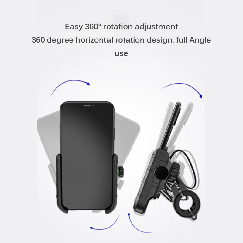 Waterproof Motorcycle Car Phone Holder With Fast USB Charger Motorbike 360 Degree Handlebar Mirror Cell Phone Mount Holder