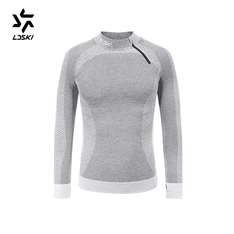 Dark Grey Top LDSKI компрессионная Спортивная одежда для занятий спортом, одежда для катания на лыжах, Влагоотводящая ткань, приятная на ощупь - Цвет: Dark Grey Top
