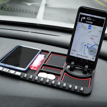 

Multifunctional Car Anti-Slip Mat Phone Holder Temporary Parking Number Sign Panel Storage Pad
