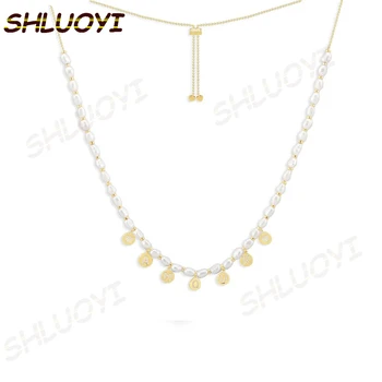 

High Quality S925 Sterling Silver Jewelry 1:1 Copy,Yellow Silver AMOUR Adjustable Necklace With Pearls For Women Party GiF