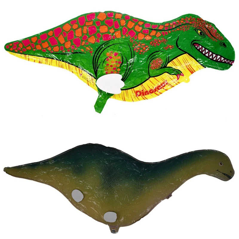 

2 Pcs Cute Walking Pet Balloon Animal Air Walker Foil Balloon Helium Kids Fun Parties, Green Dinosaurs & Light Blue Super Dinosa