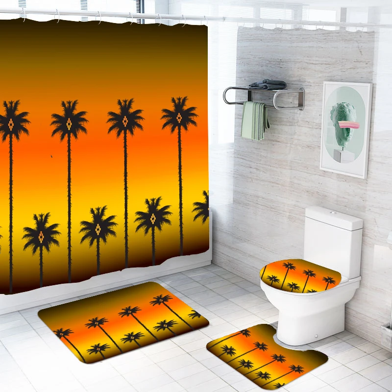 4Pcs Natural View 3D Tree Waterfall Bathroom Decoration Shower Curtain Custom Carpet Cover Toilet Bath Mat for Home Hotel | Дом и сад