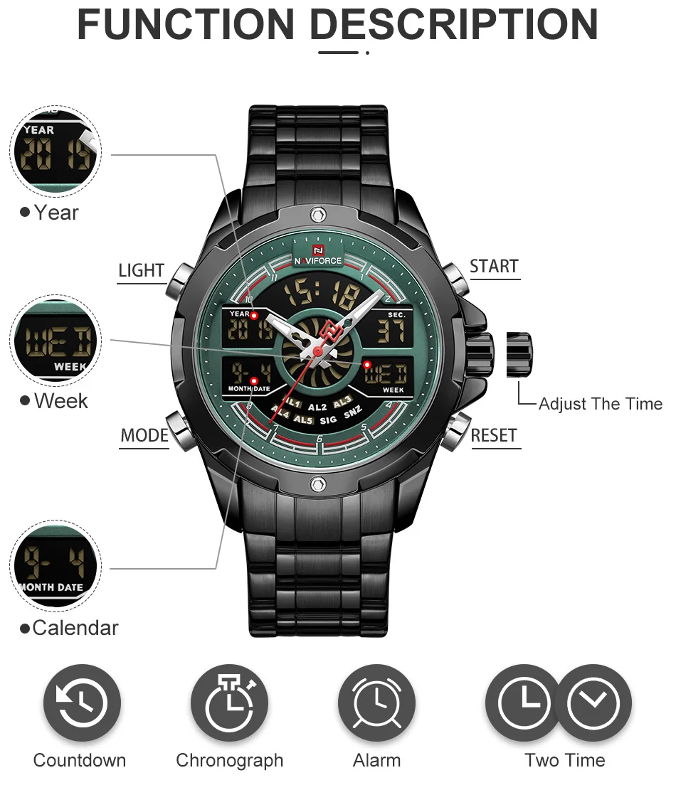 NAVIFORCE Mens Quartz Watches Top Luxury Brand Waterproof Business Man Watch Military Army Fashion Male Clock Relogio Masculino