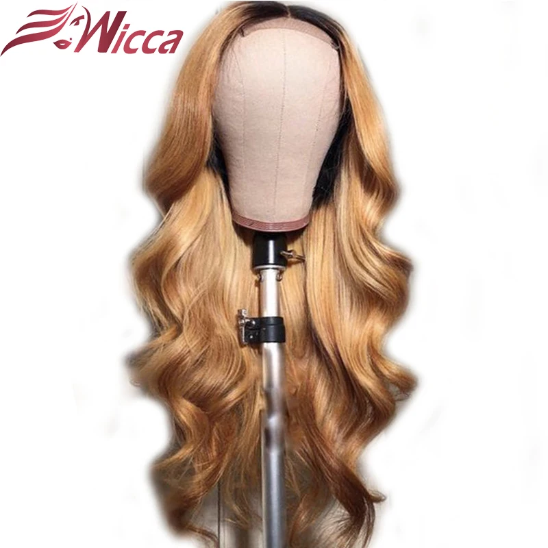 Wicca Blonde Ombre Human Hair 13X6 Lace Front Wigs For Women Remy hair Wavy lace front wig Human Hair Lace Wig with Baby hair