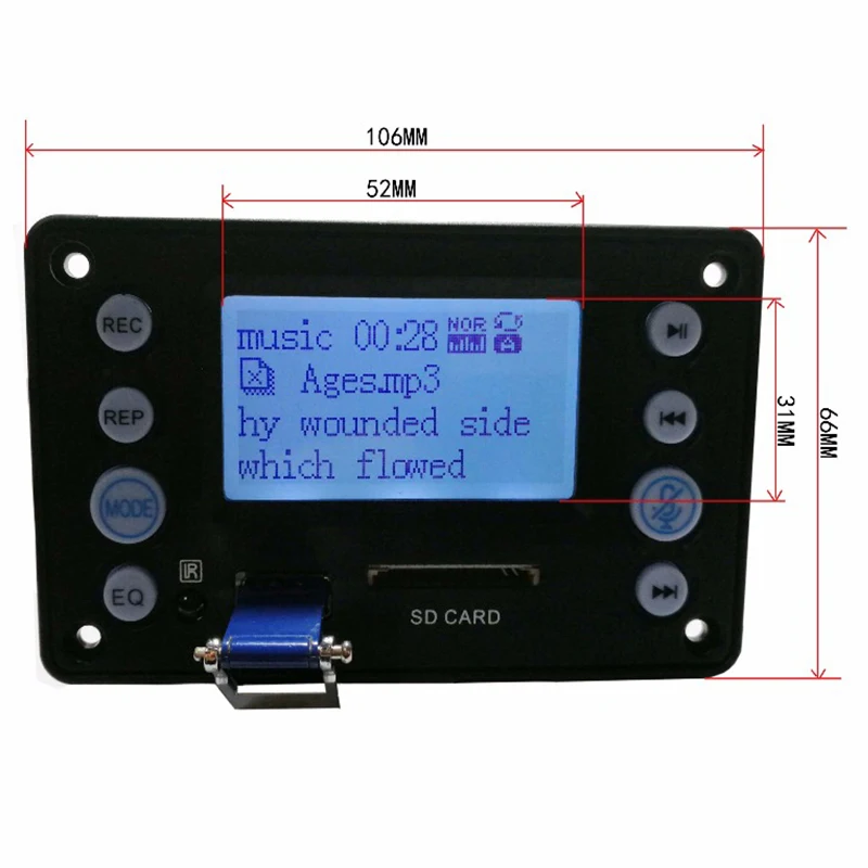 DC5V аудио вход радио Запись буквы дисплей 4,2 Bluetooth моно FLAC AMM WAV аудио MP3 декодер доска