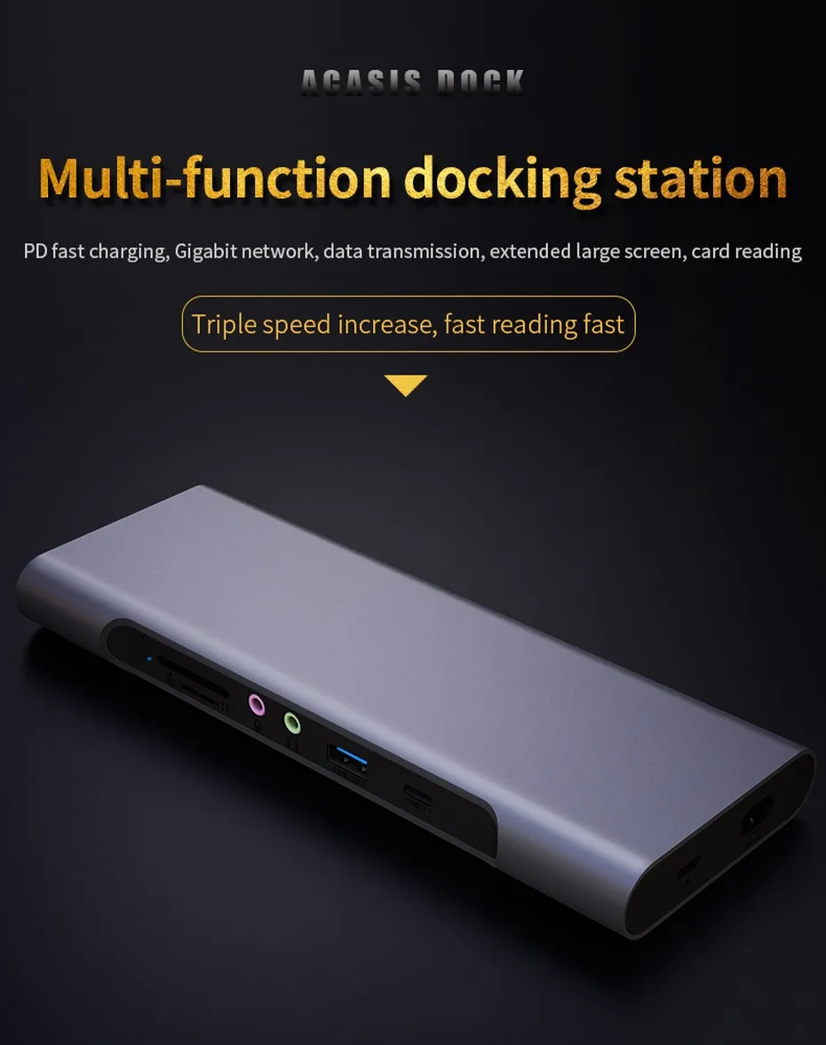 Thunderbolt 3 USB-C док-адаптер 12в1 type C концентратор с HDMI RJ45 VGA USB3.0 с SD/TF кард-ридером все в одном хаб для MacBook