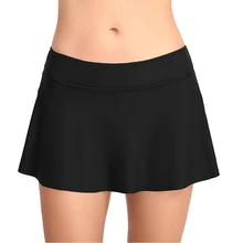 Holiday Summer Wear Casual Bikini Bottom Short Elastic Two Piece Separates Sexy Solid Mid Waist Women Swim Skirt Bathing Beach