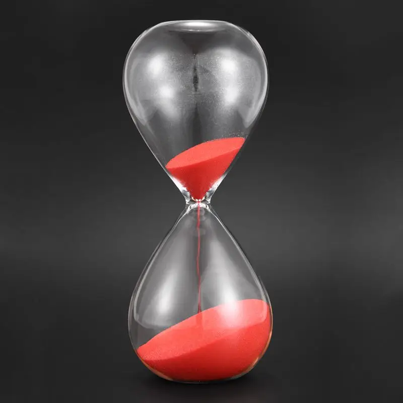 Large Fashion Red Sand Glass Sandglass Hourglass Timer Clear Smooth Glass Measures Home Desk Decor Xmas Birthday Gift(Red, 15 M