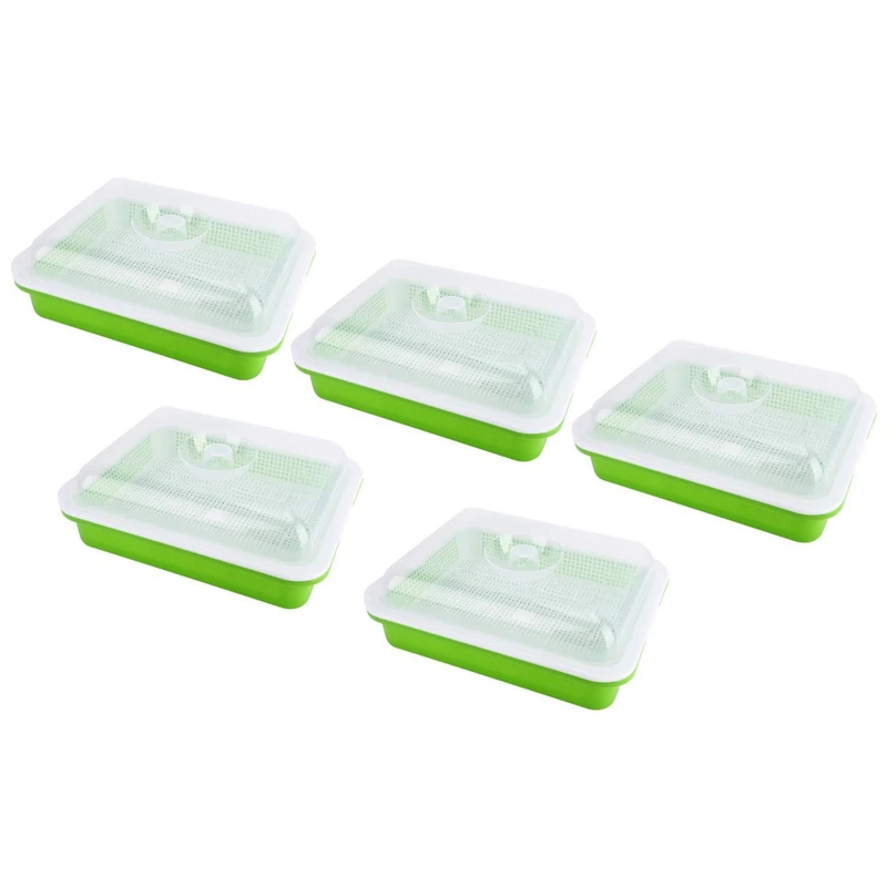 

5-Piece Seed Germination Tray with Cover, Seed Germination Tray, Seedling Nursery Tray, perfect for Garden Home Office Use (5 Bo