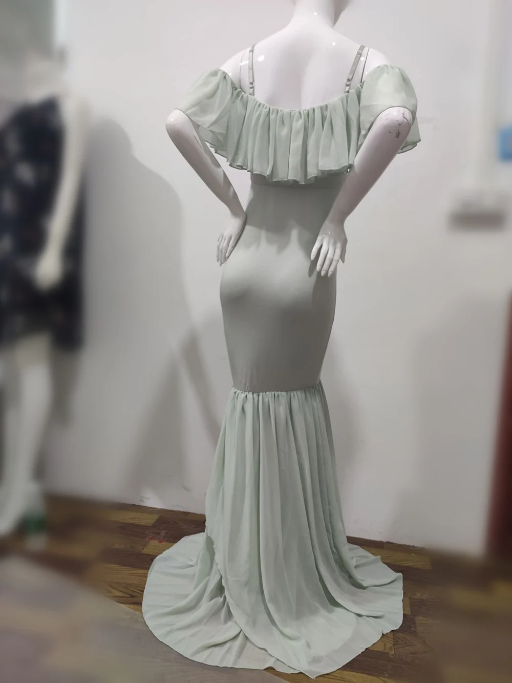 Women Dress Maternity Photography Props Mermaid Pregnancy Dresses For Photo Shoot 2019 Sexy Shoulderless Pregnant Maternity Gown (6)