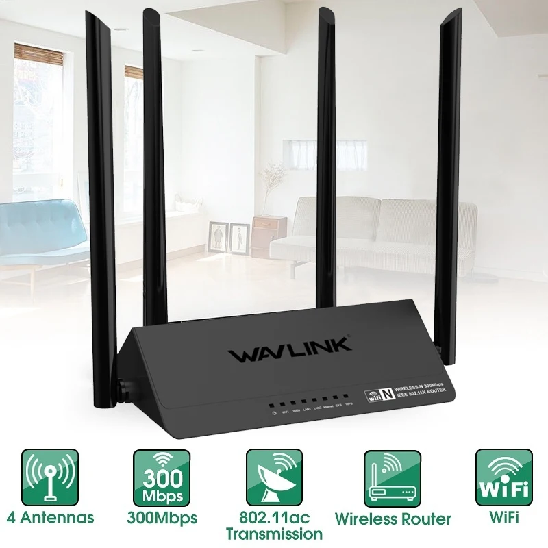 Wavlink 521R2P Wi-Fi маршрутизатор 2,4 ГГц 300 Мбит/с 4x5dbi антенны с высоким коэффициентом усиления беспроводной Wi-Fi ретранслятор Смарт-приложение