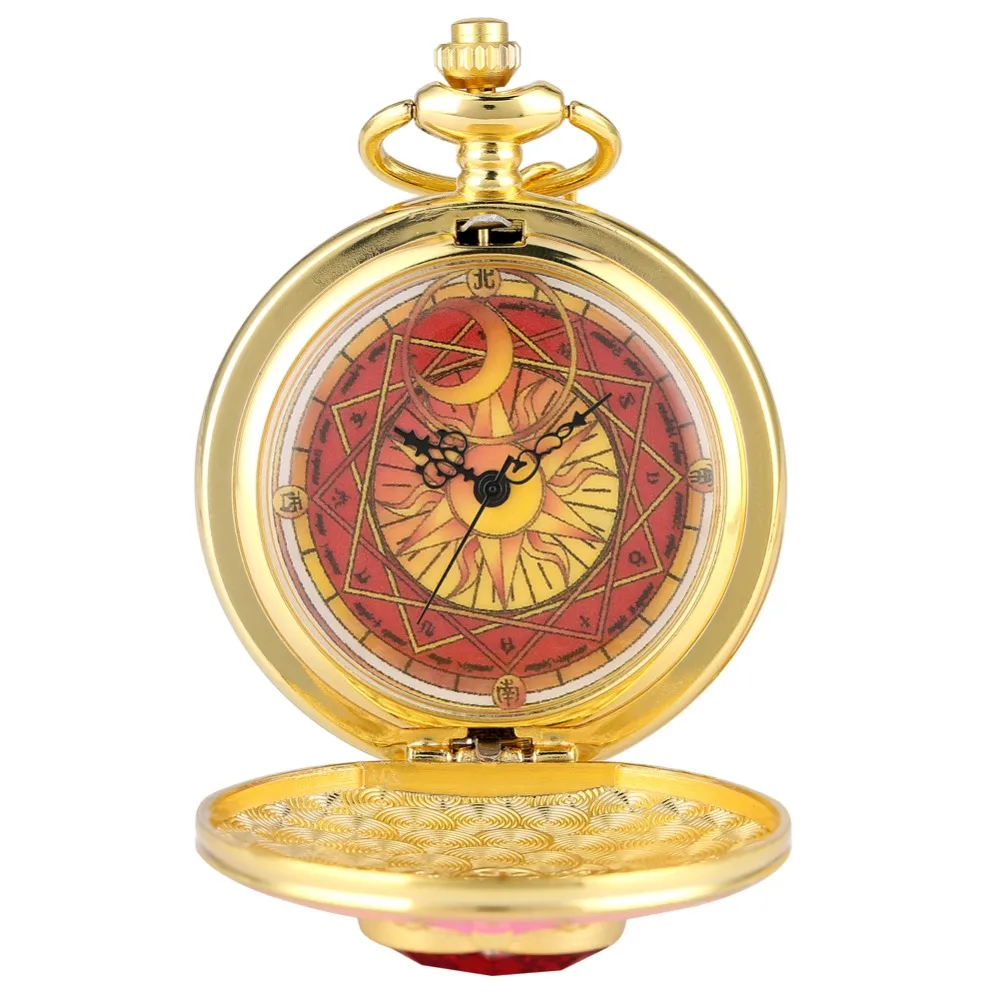 Girls Pocket Watch Sailor Moon Theme Bronze Silver Hunter Quartz Bronze Necklace Sweater Chain Pendant Antique Clock Xmas Gift