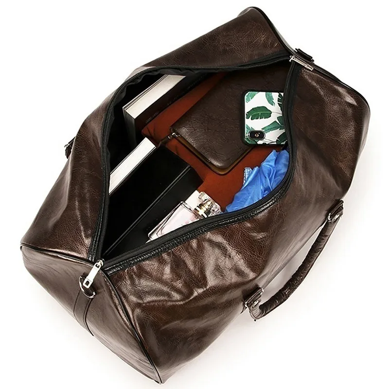 Travel Bags Duffel Bag Leisure Bag Leather Travel Bag Large Duffle Independent Big Fitness Bags Handbag Luggage Shoulder Black Men Fashion Zipper Pu