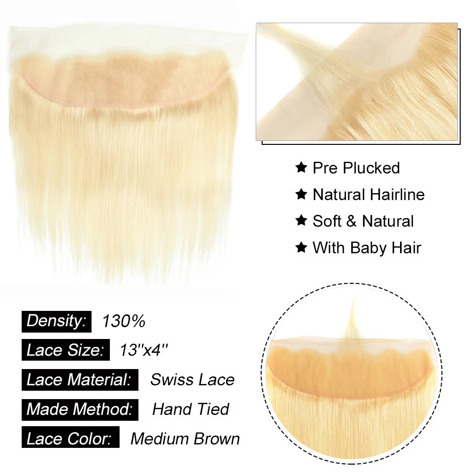 Сапфировые бразильские вплетаемые пряди 613 блонд пряди с фронтальной 613 прямые человеческие волосы пряди с закрытием 13*4 фронтальные