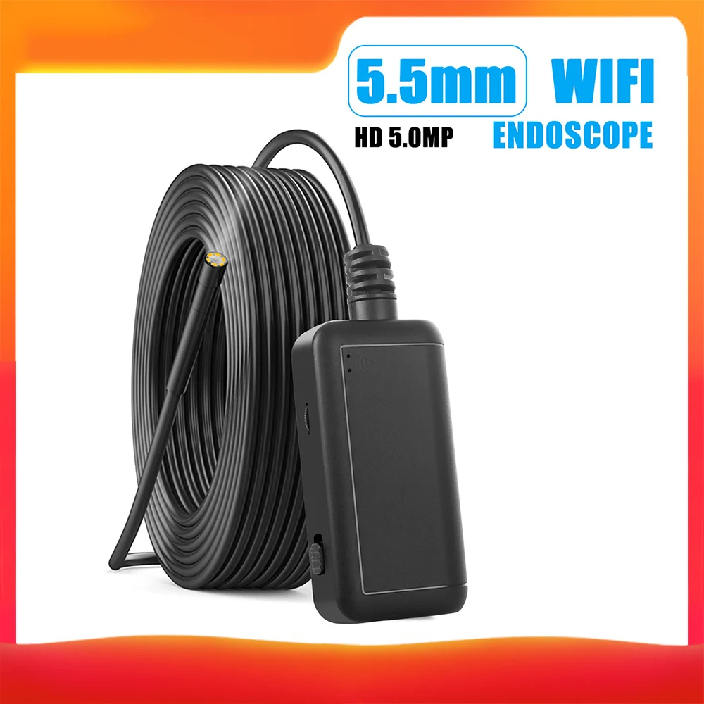 

Waterproof WIFI Endoscope 6 Adjustable LEDS Borescope Inspection Camera 5.5mm Hard Wire 2M 5M 10M for iOS Android Phone