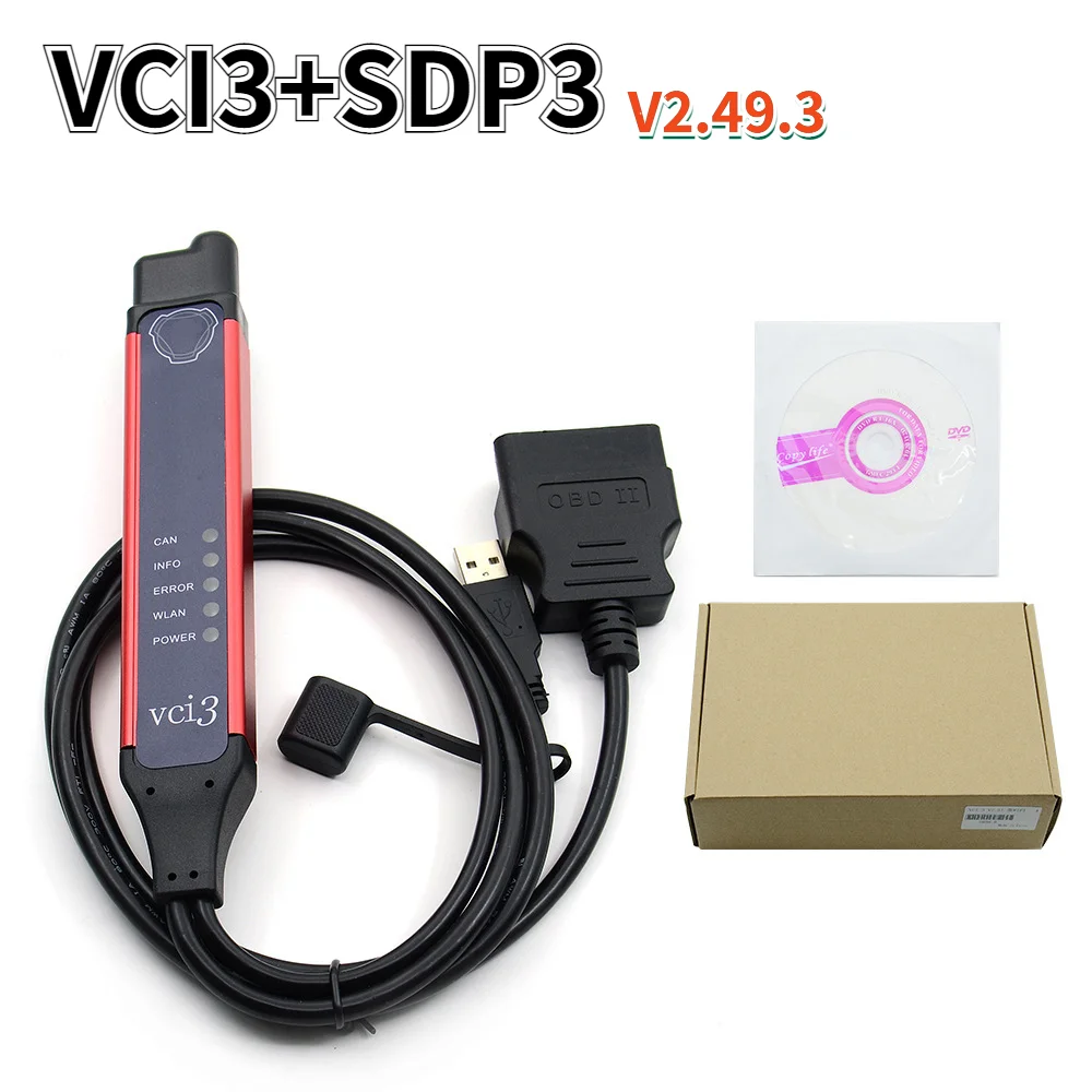 V2.49.3 VCI3 Высококачественный большой кабель A + сканер WIFI для беспроводной
