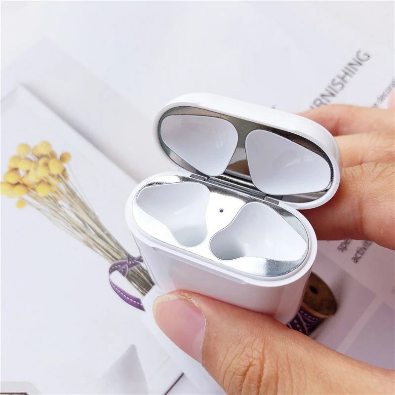 Металлическая пыль защитная наклейка для Apple AirPods 1 чехол Пыленепроницаемая защитная наклейка защита кожи для Air Pods 1 Аксессуары