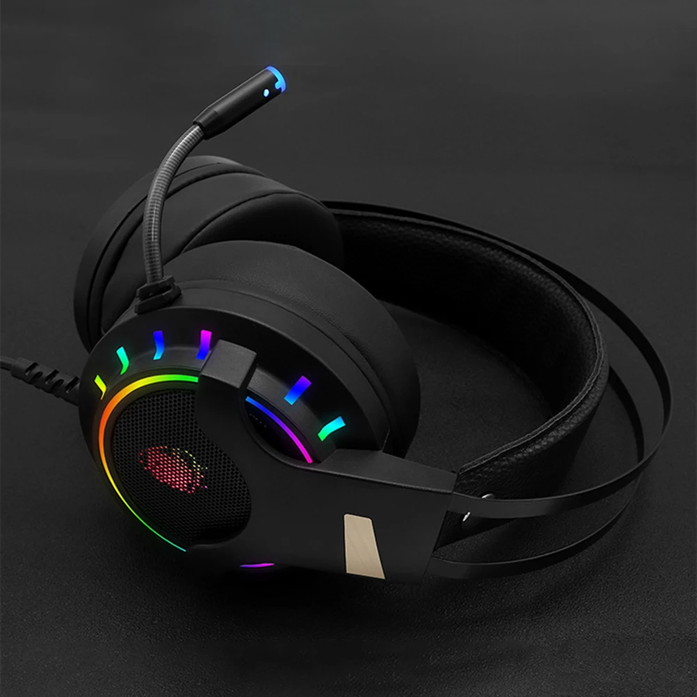 Игровая гарнитура 7 1 с объемным звуком проводные Игровые наушники RGB подсветкой и