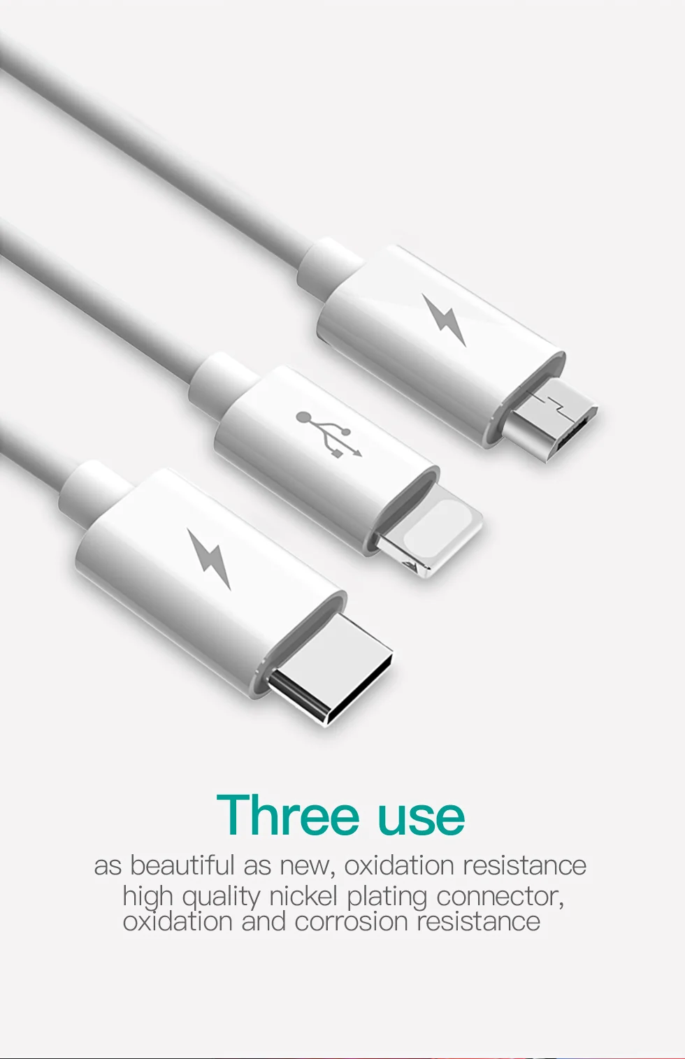 TOTU, 3 в 1, USB кабель для iPhone, зарядный кабель для передачи данных, кабель usb type-C, кабель Micro USB для samsung, Xiaomi