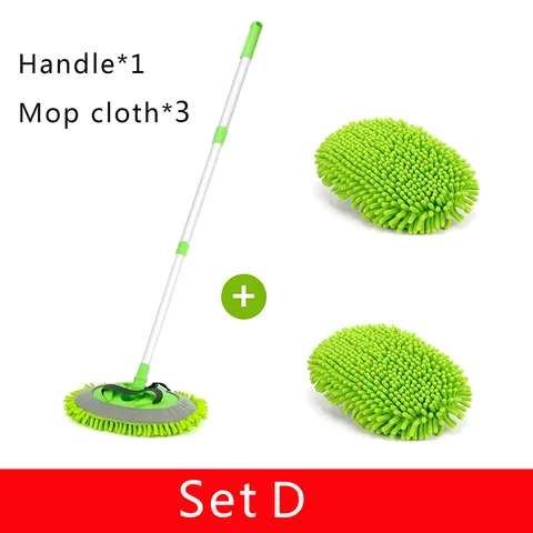 Three section Telescoping Car Wash Brush Mop Chenille Microfiber Broom Towel Set Auto Detailing Tire Brush Cleaning Tool