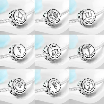 

Hot 925 Sterling Silver Fashion profession charms Beads Fit Original European Charm Diy Bracelets necklace