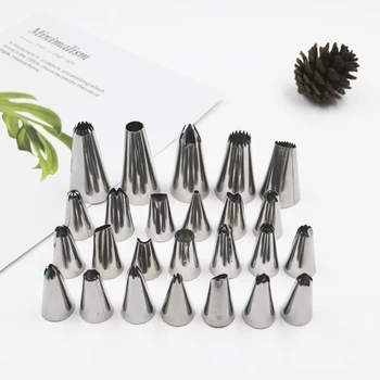 

32 Pieces Cake Decorating Supplies Gyvazla Cake Decorating Tip Set with 20 Stainless Icing Tips 5 Large Piping Nozzles