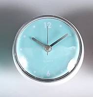 Mini suction cup waterproof bathroom clock creative circular small clock kitchen bathroom wall mounted glass wall clock clock 