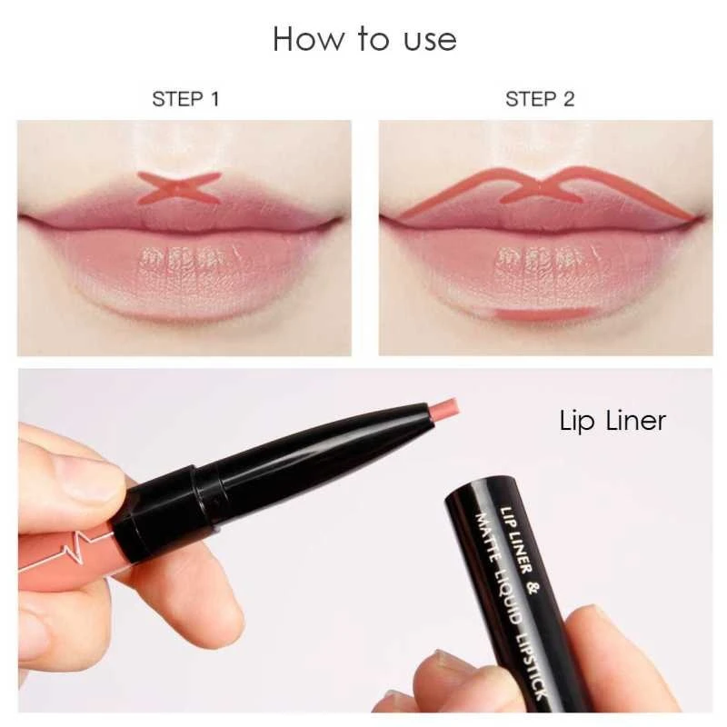 16 Color Double-ended Lipgloss Lips Makeup Waterproof Matte Lip Gloss Lipliner Pencil Red Nude Pink Purple Liquid Lipsticks Matt 16 Color Double-ended Lipgloss Lips Makeup Waterproof Matte Lip Gloss Lipliner Pencil Red Nude Pink Purple Liquid Lipsticks Matt