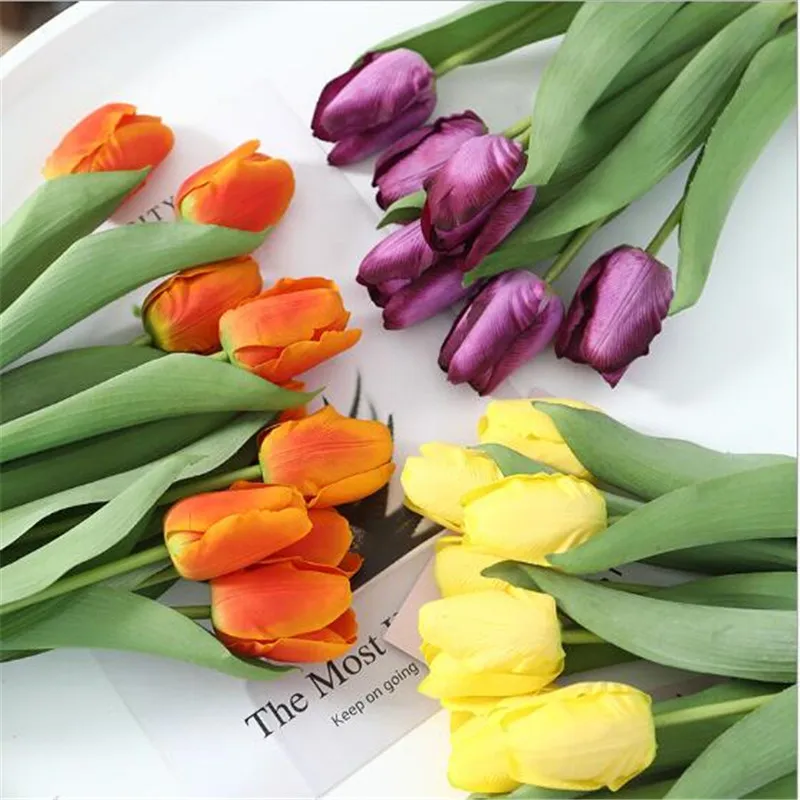 5 шт., шелковые тюльпаны, искусственные цветы, настоящие на ощупь, искусственные цветы для украшения свадьбы, для дома, вечерние, подарки на день рождения