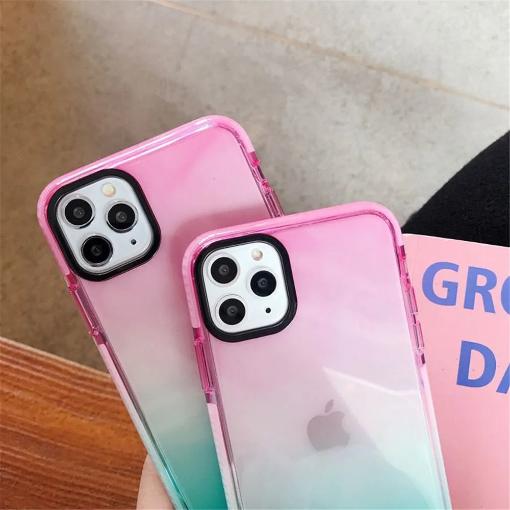 LOVECOM Gradient Translucent Phone Case For iPhone 12 Mini 11 Pro Max XR XS Max 7 8 Plus X Soft TPU Shockproof Back Cover Coque