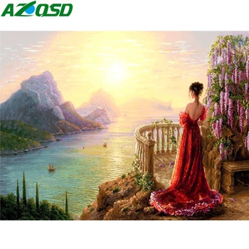 

AZQSD Diamond Painting Embroidery Landscape Picture of Rhinestones Diamond Mosaic Woman Handmade Gift DIY
