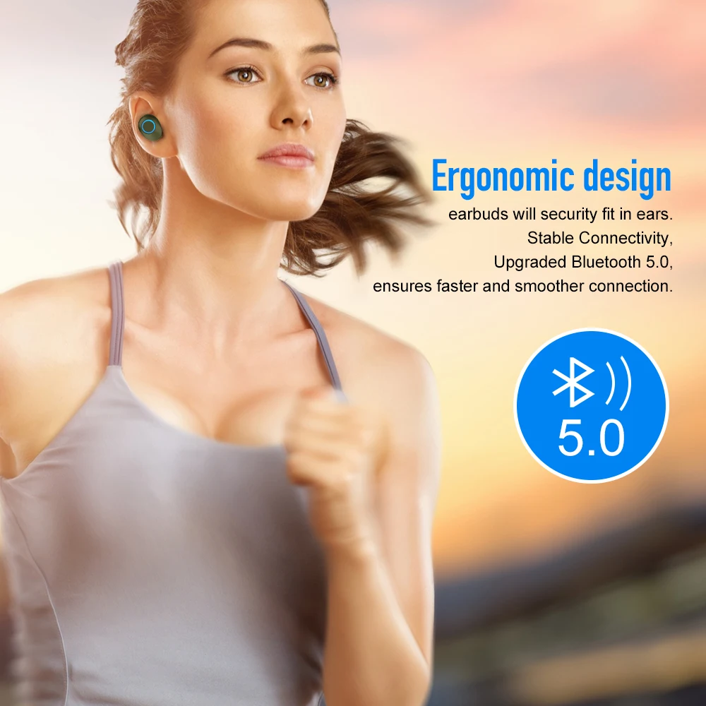 TWS Беспроводные Bluetooth 5,0 наушники водонепроницаемый светодиодный дисплей гарнитура Мини стерео HiFi спортивные наушники глубокий бас с микрофоном для телефона