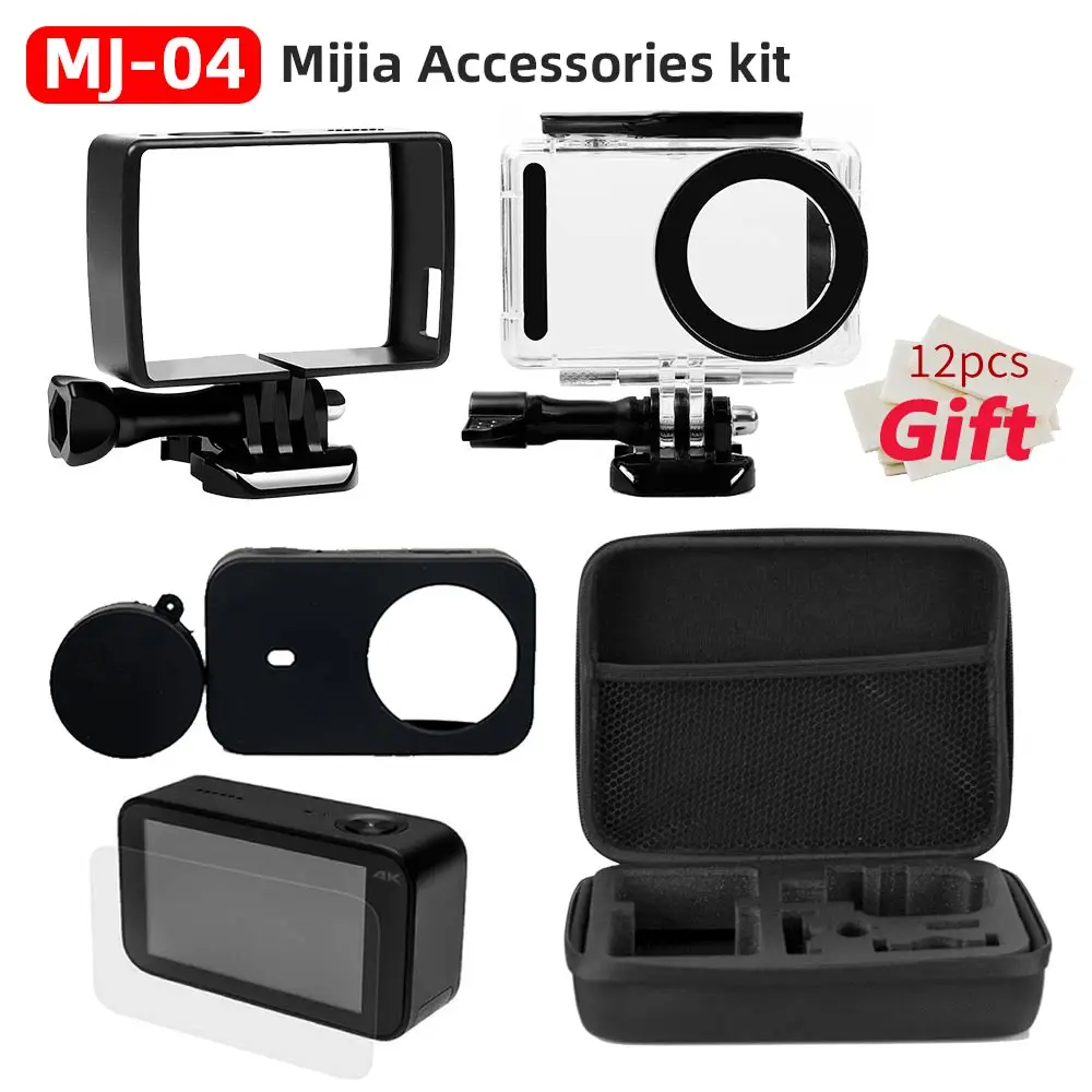 MJ-04 Mount Dog полный защитный комплект сумка для Xiaomi Mijia 4K камера аксессуары набор Водонепроницаемый Корпус чехол боковая рамка крышка силиконовый корпус - Цвет: MJ-04
