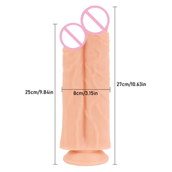 Huge Conjoined Double Dildos Two Penis Penetration Big Double Glans Dick Soft Realistic Phallus Sex Toys for Women Masturbation 2