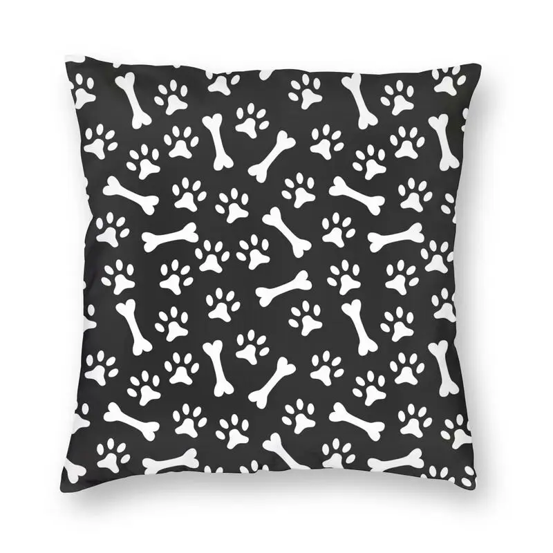 

Cute Pet Dog Paws And Bones Cushion Cover Sofa Home Decorative Animal Footprint Lover Square Throw Pillow Case 40x40