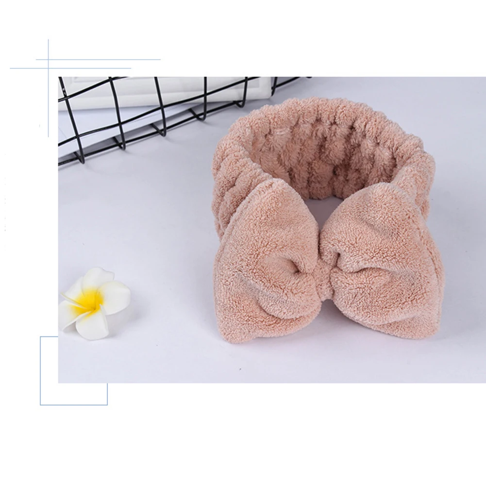 Женская впитывающая пот модная повязка для душа с бантом, аксессуары для девочек, повязка на голову, вечерние, коралловый флис, широкая сторона, эластичная, портативный подарок