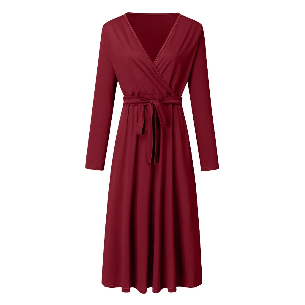 Женское платье vestidos de verano vestido vadim ropa mujer платья vestidos verano mujer rob повседневное однотонное L-5XL с длинным рукавом Z4